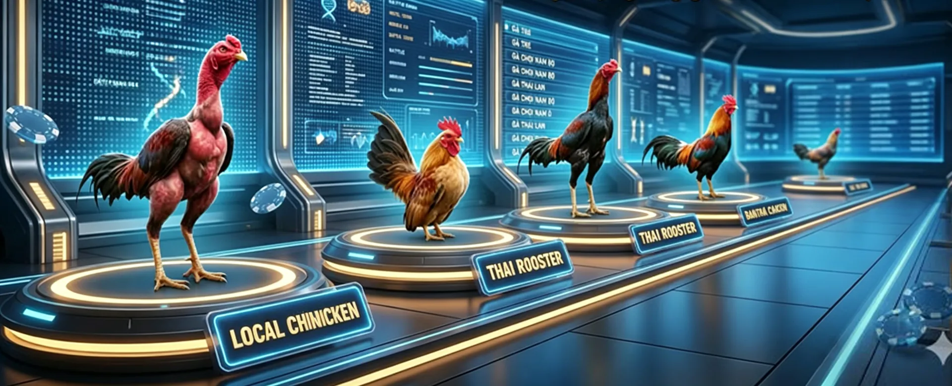 Luxurious table game setting with golden chips and focused players